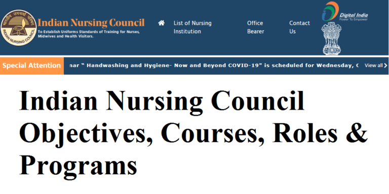 Indian Nursing Council Objectives, Courses, Roles & Programs