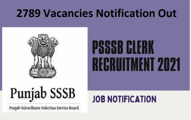 PSSSB Clerk Recruitment 2021 Notification Out